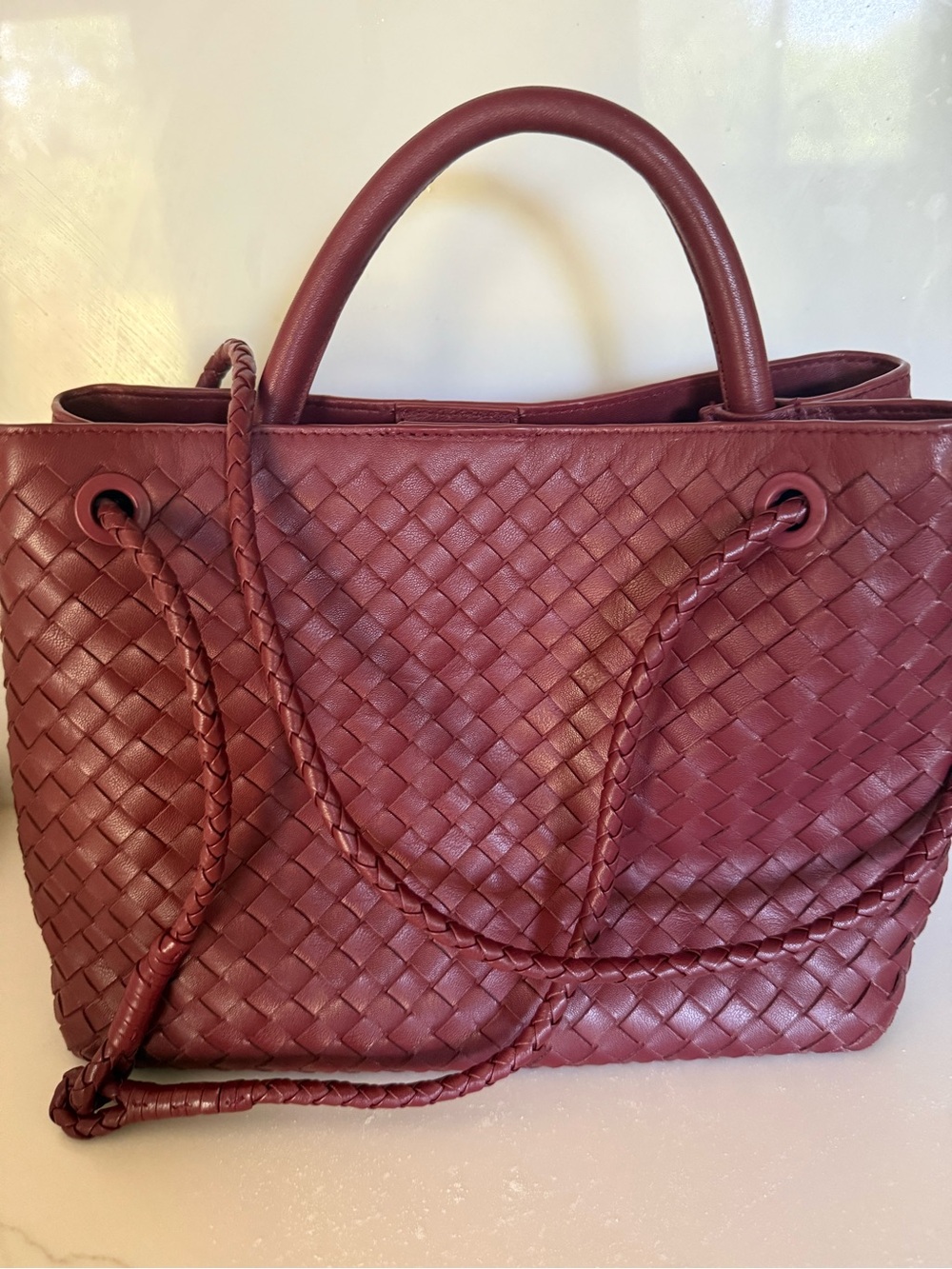 Quince Romy Handwoven Satchel Merlot - Picture 3 of 9